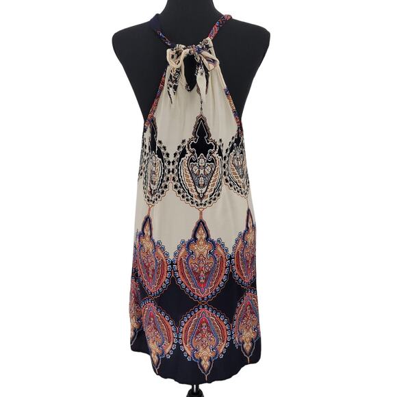 Boho Chic Summer Dress Swim Cover Beachy Halter Lightweight Vacation Size L - Picture 2 of 8